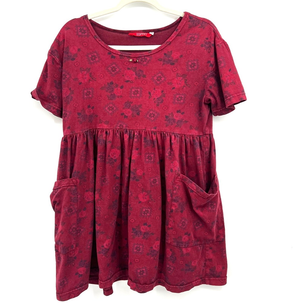 Esprit vintage 90s grunge kinderwhore vintage patch pocket babydoll top red S